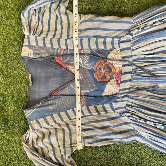 Rare 70s Cotton Gauze Made In India Floral Stripe Dress Sz S Please Read Descrip - Picture 12 of 16